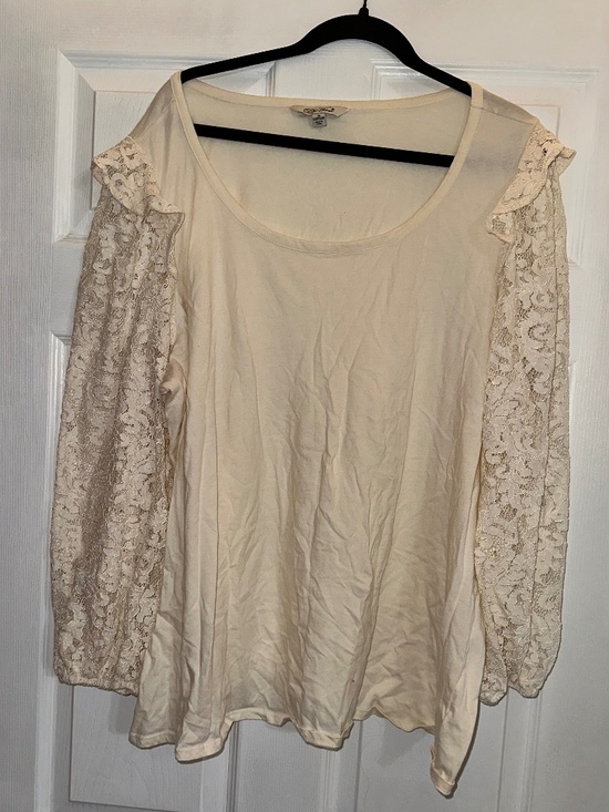 The Pioneer Woman Tops - The Pioneer Woman Ivory Lace Sleeve Blouse 2X Boho Romantic Top
